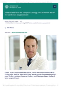 European Urology 2018 Platinum Award for Excellence ausgezeichnet European Urology 2018 Platinum Award for Excellence ausgezeichnet
