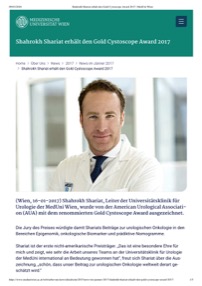 Gold Cystoscope Award für Shahrokh Shariat Gold Cystoscope Award für Shahrokh Shariat