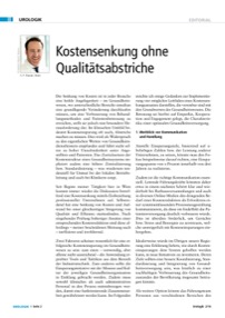 Urologik Editorial Kostensenkung ohne Qualitätsabstriche Urologik Editorial Kostensenkung ohne Qualitätsabstriche